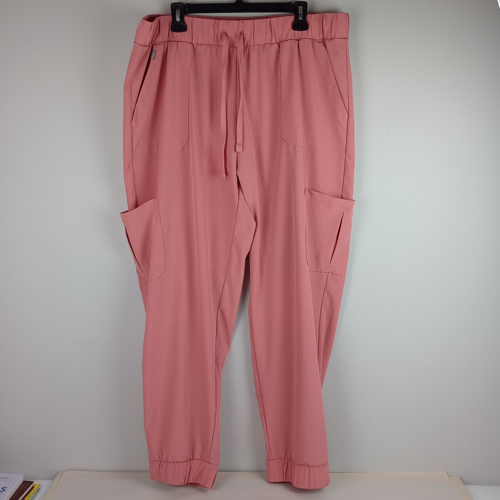 Hanes Women 2XL Pink Cargo Pocket Stretch Jogger Comfort Fit Medical Scrub Pants